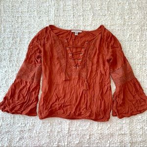 American Eagle boho style burnt orange blouse 🎀